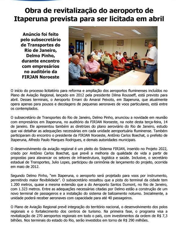Obra de revitaliza&ccedil;&atilde;o do aeroporto de Itaperuna