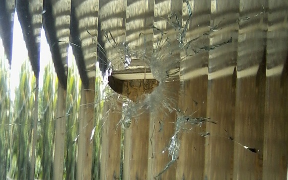 O tiro atingiu uma casa e por sorte não atingiu um senhor e uma criança de 4 anos. O tiro atingiu uma casa e por sorte não atingiu um senhor e uma criança de 4 anos.